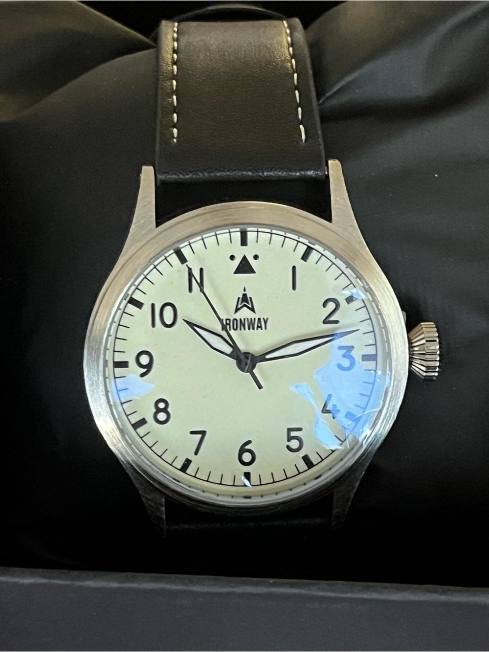IronWay Blackbird Men’s Leather Pilot Watch 41 - White Dial Quartz NWT